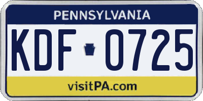 PA license plate KDF0725