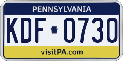 PA license plate KDF0730