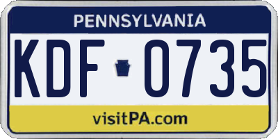 PA license plate KDF0735