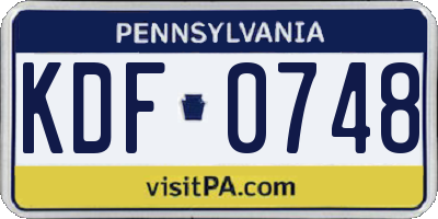 PA license plate KDF0748