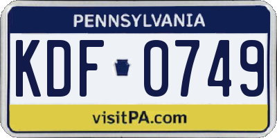 PA license plate KDF0749