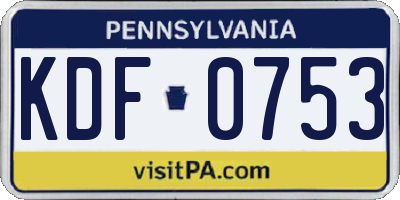PA license plate KDF0753