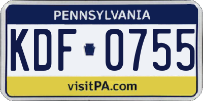 PA license plate KDF0755