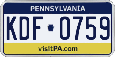 PA license plate KDF0759