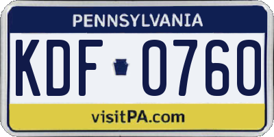 PA license plate KDF0760