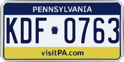 PA license plate KDF0763