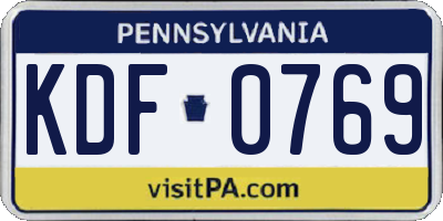 PA license plate KDF0769