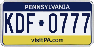 PA license plate KDF0777