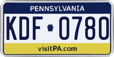 PA license plate KDF0780