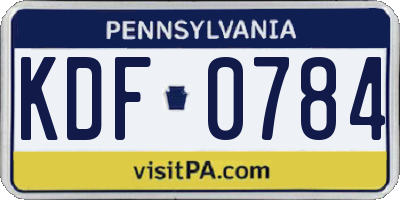 PA license plate KDF0784