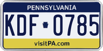 PA license plate KDF0785