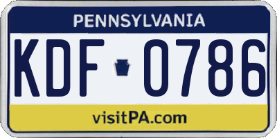 PA license plate KDF0786