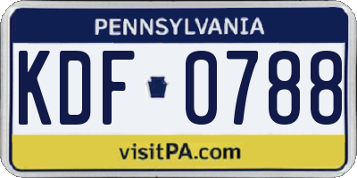 PA license plate KDF0788