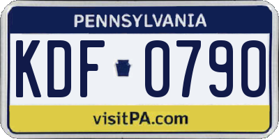 PA license plate KDF0790