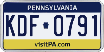 PA license plate KDF0791