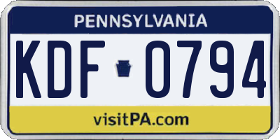 PA license plate KDF0794