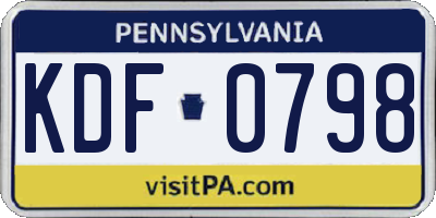 PA license plate KDF0798