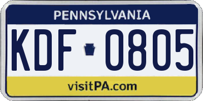 PA license plate KDF0805