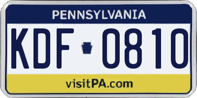 PA license plate KDF0810