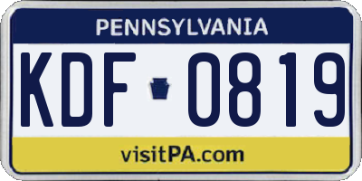 PA license plate KDF0819
