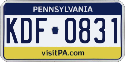 PA license plate KDF0831