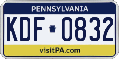 PA license plate KDF0832