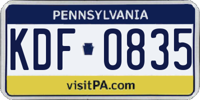 PA license plate KDF0835