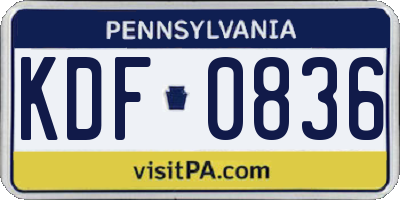 PA license plate KDF0836