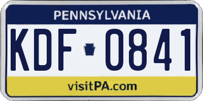 PA license plate KDF0841