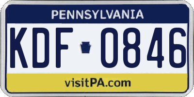 PA license plate KDF0846