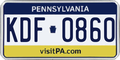 PA license plate KDF0860