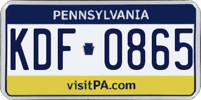PA license plate KDF0865