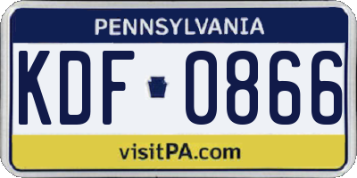 PA license plate KDF0866