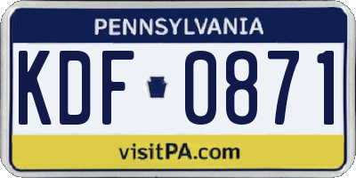 PA license plate KDF0871