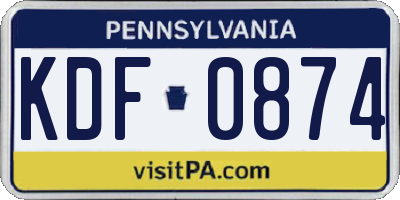 PA license plate KDF0874