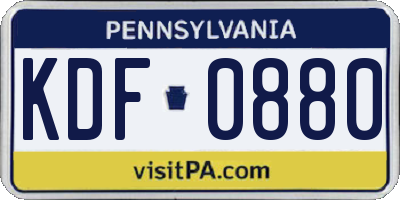 PA license plate KDF0880