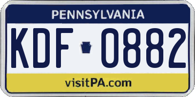 PA license plate KDF0882