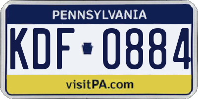 PA license plate KDF0884
