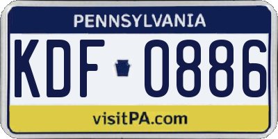 PA license plate KDF0886