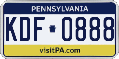 PA license plate KDF0888