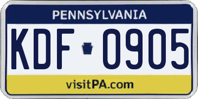 PA license plate KDF0905