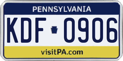 PA license plate KDF0906