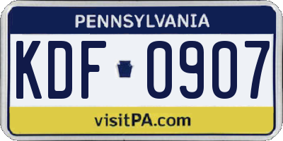 PA license plate KDF0907