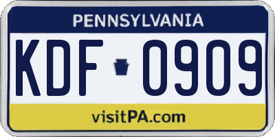 PA license plate KDF0909