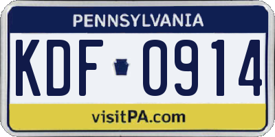 PA license plate KDF0914