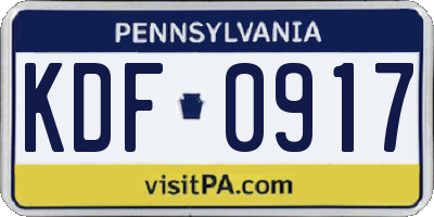 PA license plate KDF0917