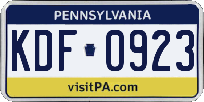 PA license plate KDF0923