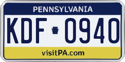 PA license plate KDF0940