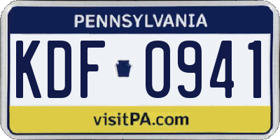 PA license plate KDF0941