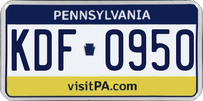 PA license plate KDF0950